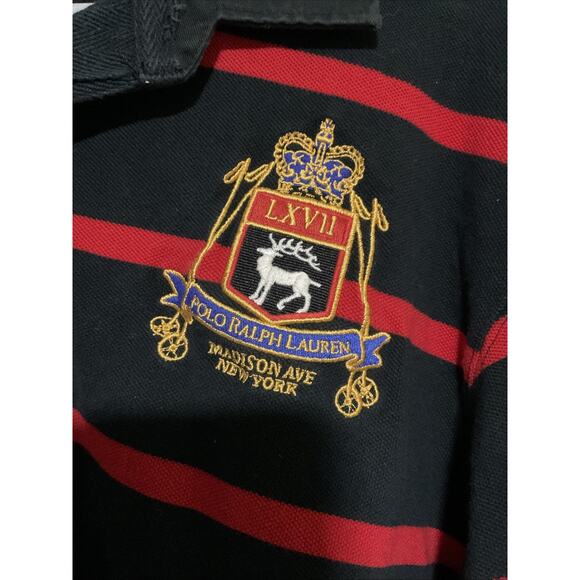 VTG VINTAGE POLO BY RALPH LAUREN BLACK RED STRIPE MENS PULLOVER SWEATER XL - Picture 2 of 4